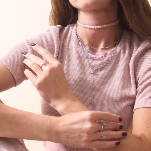 Lilac | Silver | Firefly Glass Cascade Double Pendant